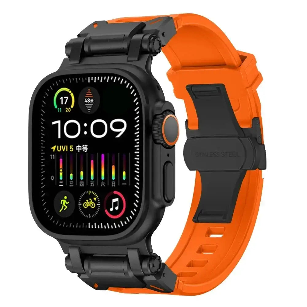 ActionFlex Silikon-Armband - Schwarz & Orange / 42 mm - Apple Watch Armband
