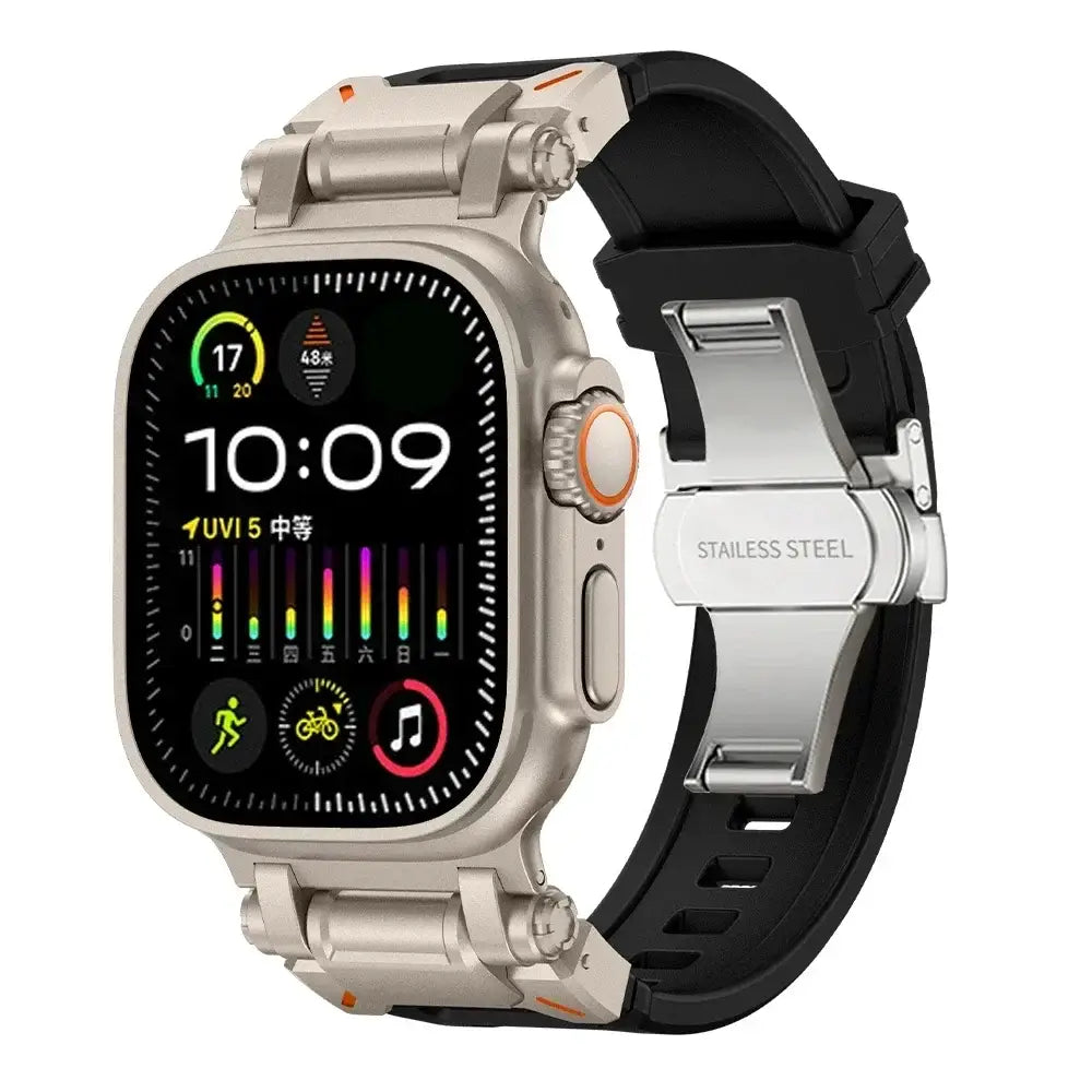 ActionFlex Silikon-Armband - Titan & Schwarz / 42 mm - Apple Watch Armband