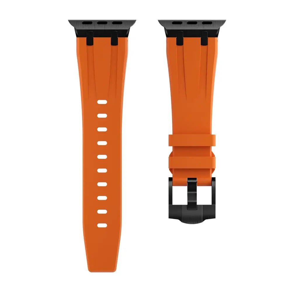 Apple Watch Armband - Adventure Loop • Premium Armband aus Silikon & Edelstahl - Orange + Schwarz