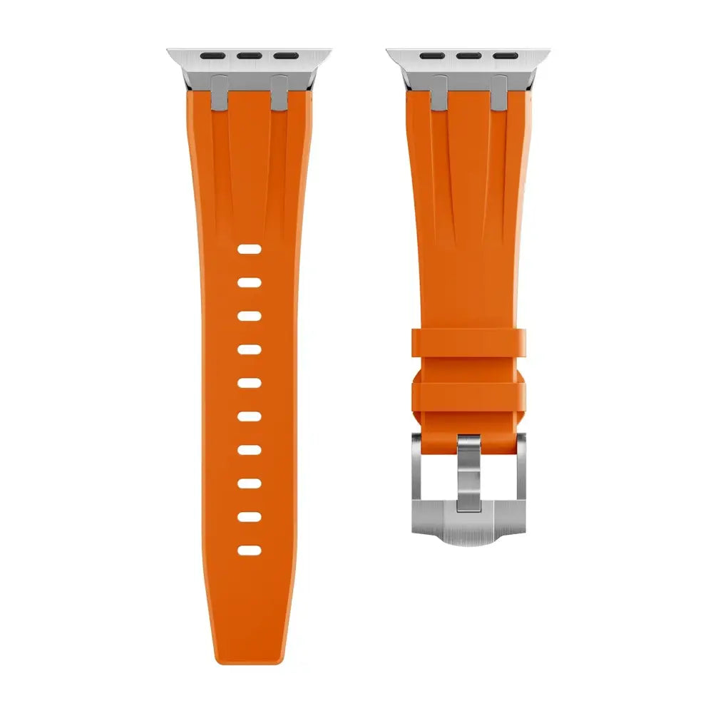 Apple Watch Armband - Adventure Loop • Premium Armband aus Silikon & Edelstahl - Orange + Silber