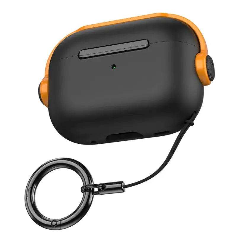 Airpods Zubehör - Airpods Schutzhülle mit Lock-System - Black & Orange / AirPods Pro 2