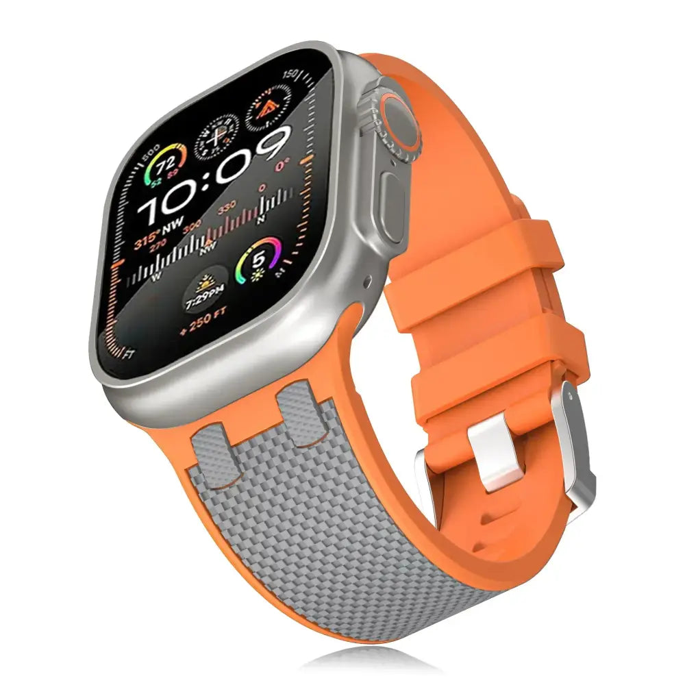 Apple Watch Armband - Apple Watch Silikon-Armband - Orange & Grau / 42 mm