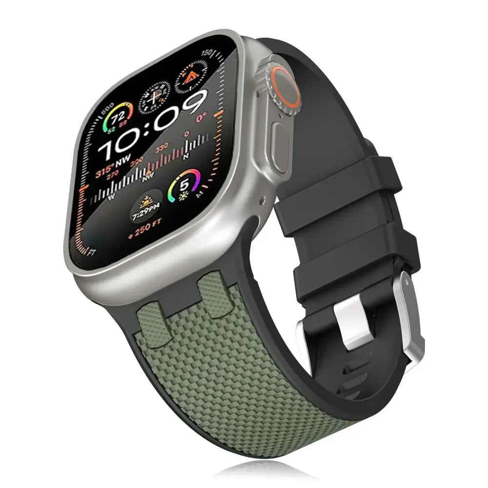 Apple Watch Armband - Apple Watch Silikon-Armband - Schwarz & Militärgrün / 42 mm