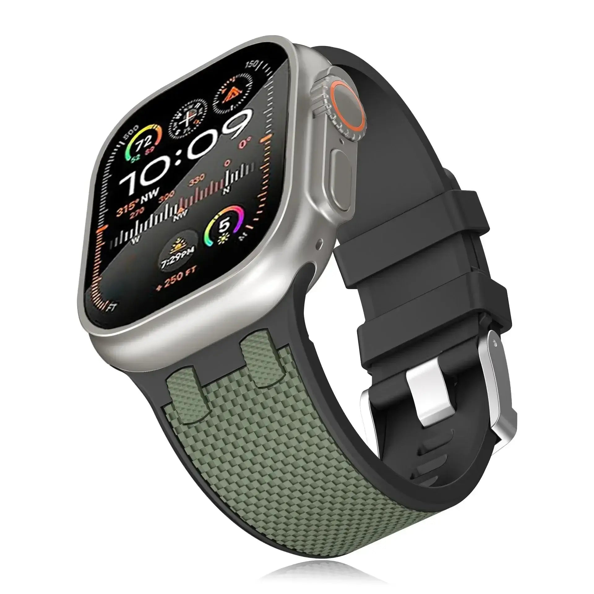 Apple Watch Silikon-Armband - Schwarz & Militärgrün / 42 mm - Apple Watch Armband