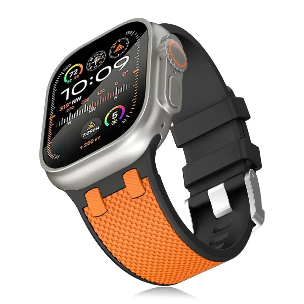 Apple Watch Armband - Apple Watch Silikon-Armband - Schwarz & Orange / 42 mm