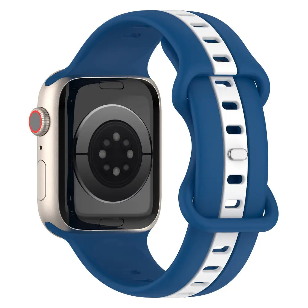 Apple Watch Armband - Color-Block Silikon-Armband mit Pin-Verschluss - Blau + Weiss / 38-40-41 mm