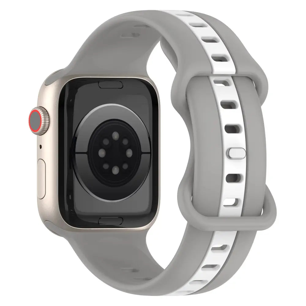 Apple Watch Armband - Color-Block Silikon-Armband mit Pin-Verschluss - Grau + Weiss / 38-40-41 mm