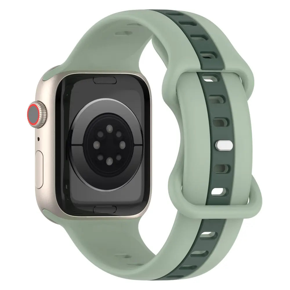 Apple Watch Armband - Color-Block Silikon-Armband mit Pin-Verschluss - Hell- + Dunkelgrün