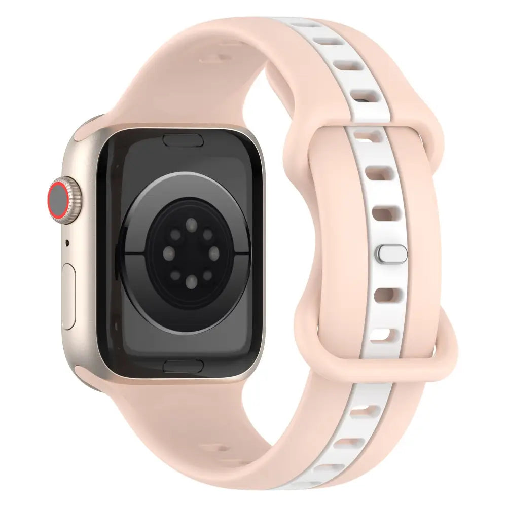 Apple Watch Armband - Color-Block Silikon-Armband mit Pin-Verschluss - Rosa + Weiss / 38-40-41 mm