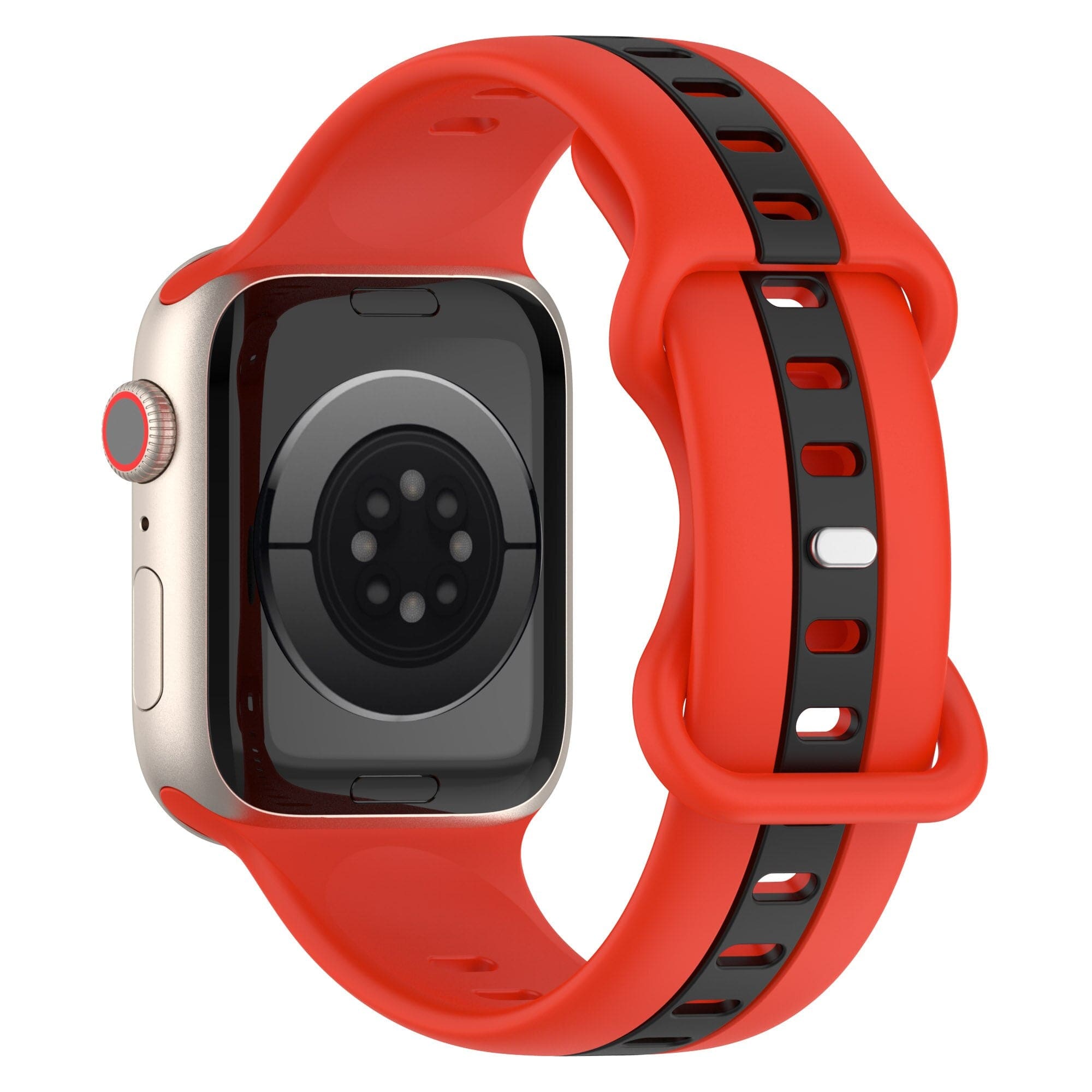 Color - Block Silikon - Armband mit Pin - Verschluss - Rot + Schwarz / 38 - 40 - 41 mm - Apple
