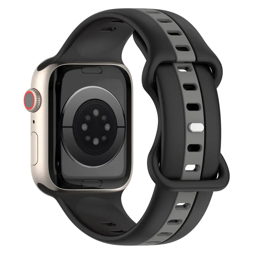 Apple Watch Armband - Color-Block Silikon-Armband mit Pin-Verschluss - Schwarz + Grau / 38-40-41 mm