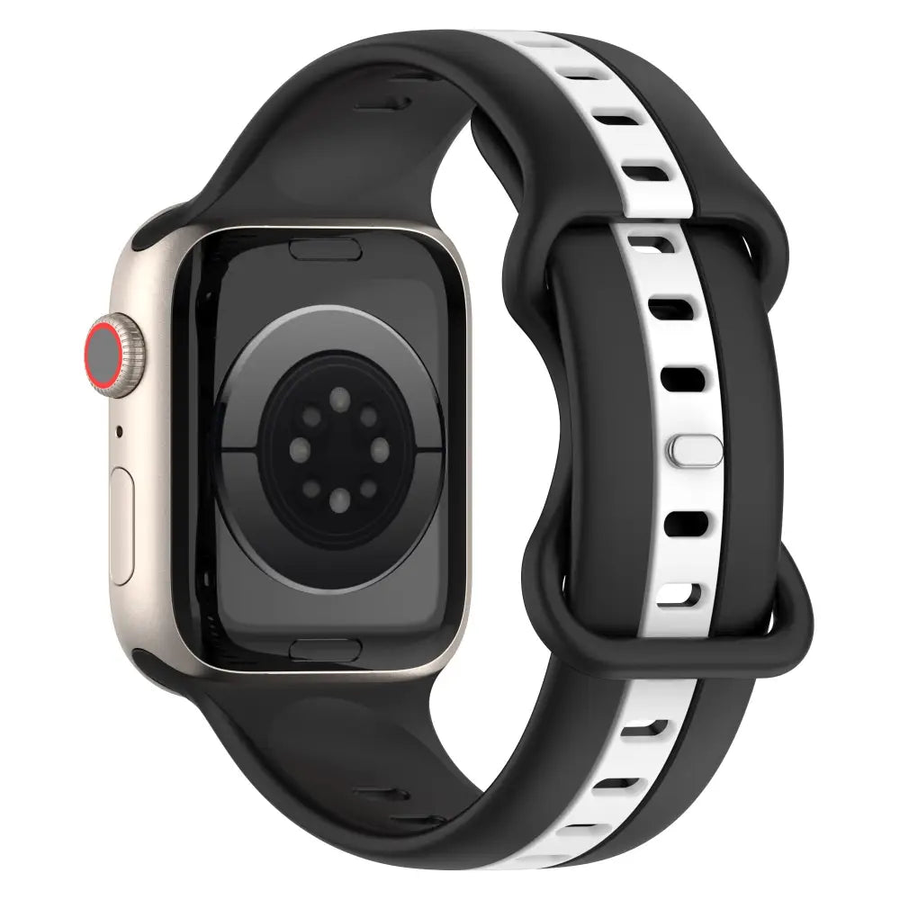 Apple Watch Armband - Color-Block Silikon-Armband mit Pin-Verschluss - Schwarz + Weiss / 38-40-41 mm