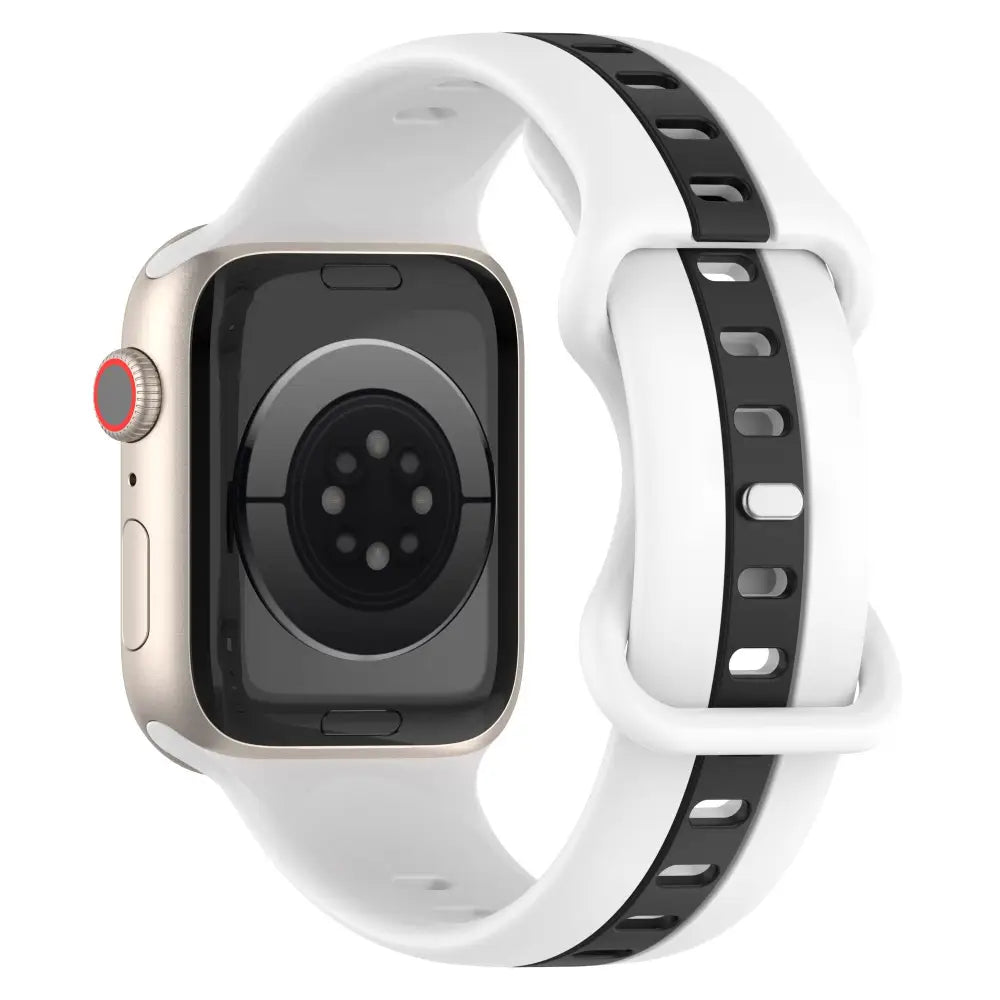 Apple Watch Armband - Color-Block Silikon-Armband mit Pin-Verschluss - Weiss + Schwarz / 38-40-41 mm