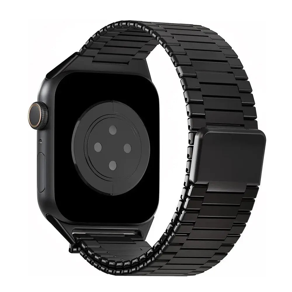 Apple Watch Armband - Dünnes Edelstahl Gliederarmband mit Magnet-Verschluss - Schwarz / 38 mm