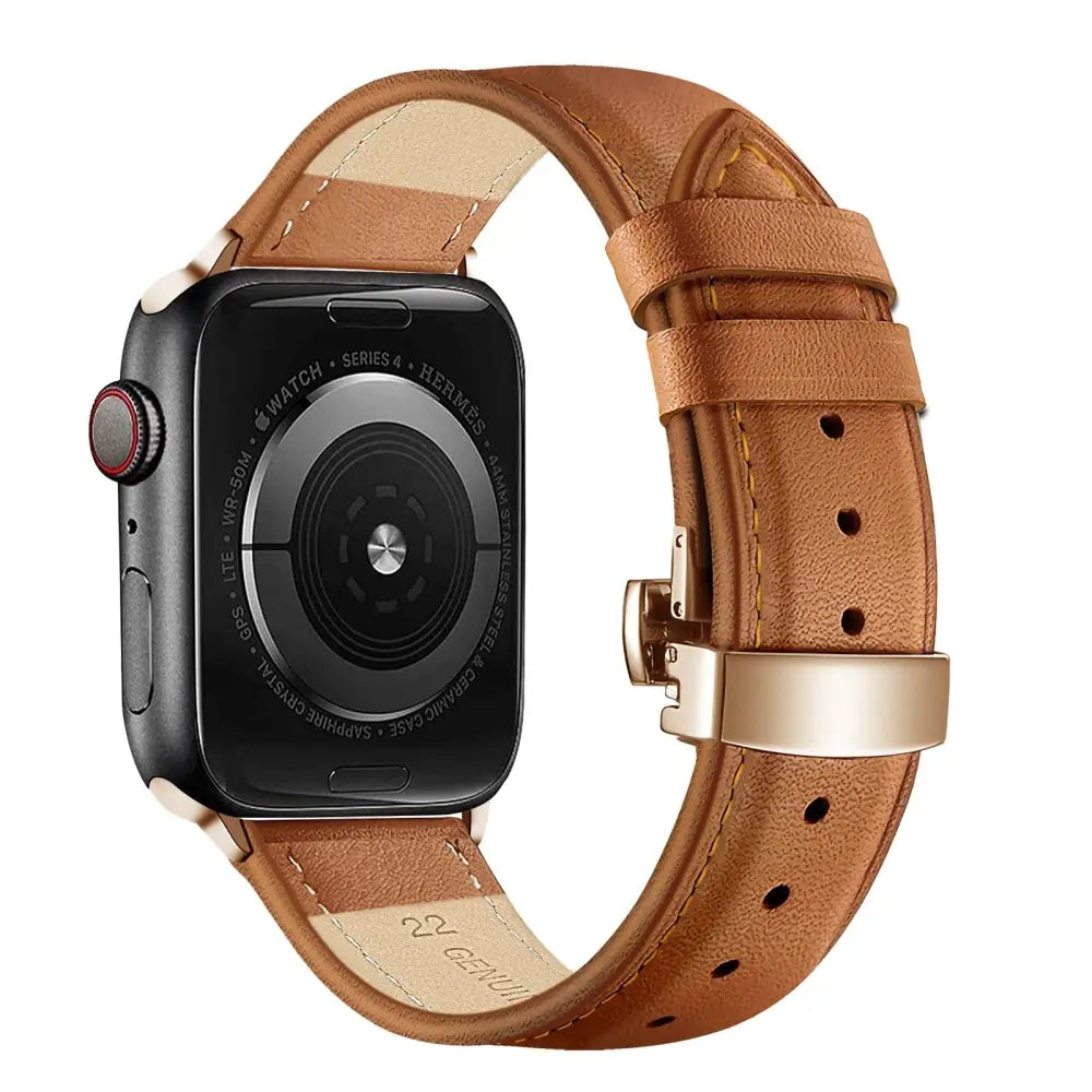 Apple Watch Armband - Echtleder Armband - Braun & Rosegold / 38-40-41 mm