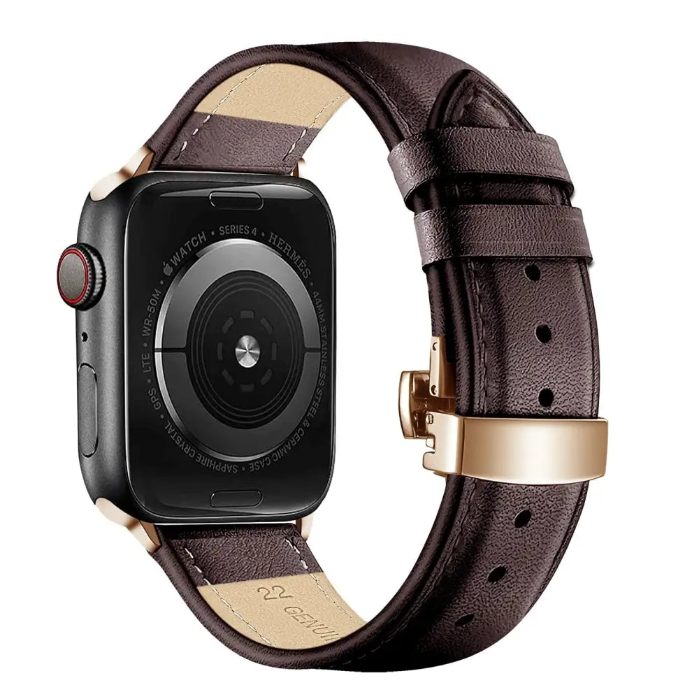 Apple Watch Armband - Echtleder Armband - Kaffee & Rosegold / 38-40-41 mm