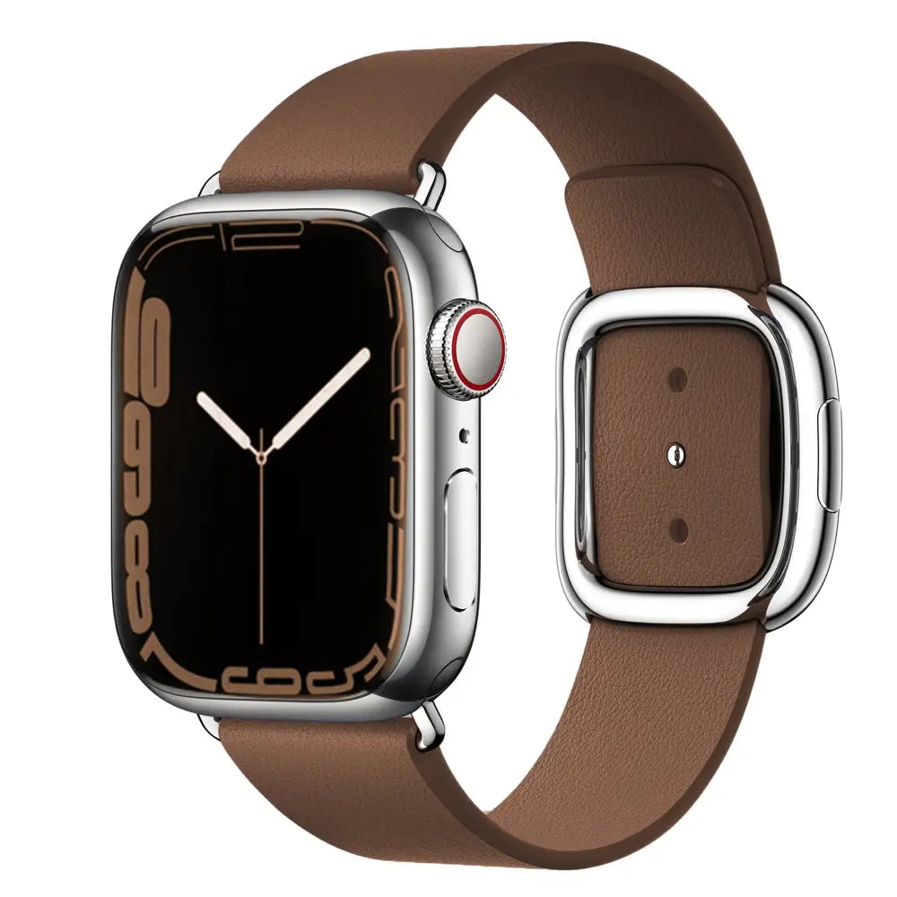 Apple Watch Armband - Echtleder-Armband mit Edelstahl-Schnalle - Braun / 38-40-41 mm