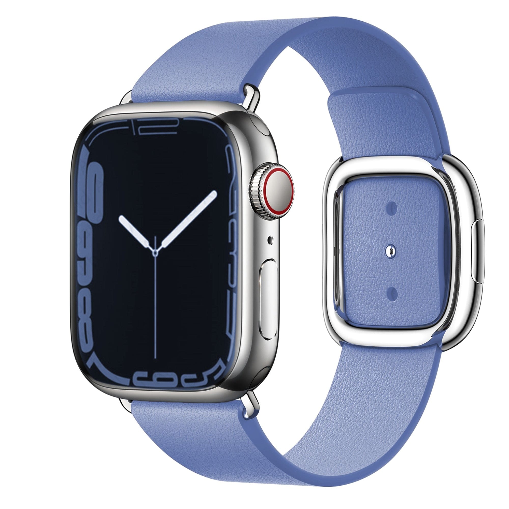 Echtleder-Armband mit Edelstahl-Schnalle - Chrysantheme Blau / 38-40-41 mm - Apple Watch Armband