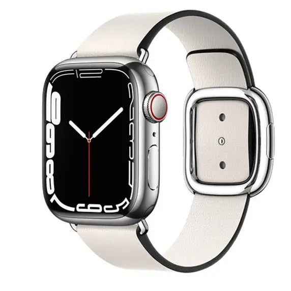 Apple Watch Armband - Echtleder-Armband mit Edelstahl-Schnalle - Elfenbein / 38-40-41 mm