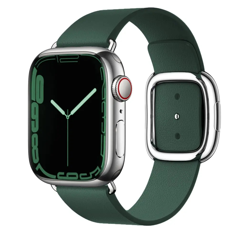 Apple Watch Armband - Echtleder-Armband mit Edelstahl-Schnalle - Forest Green / 38-40-41 mm