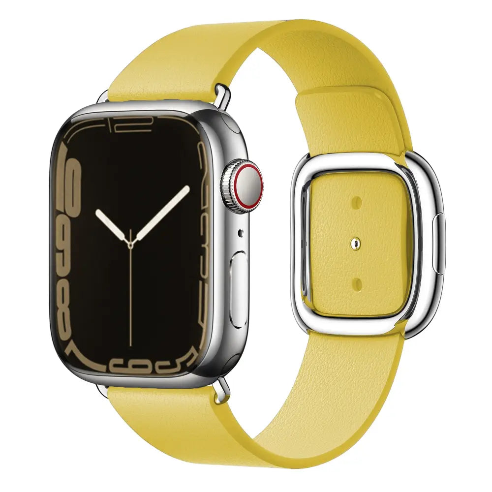 Apple Watch Armband - Echtleder-Armband mit Edelstahl-Schnalle - Gelb / 38-40-41 mm