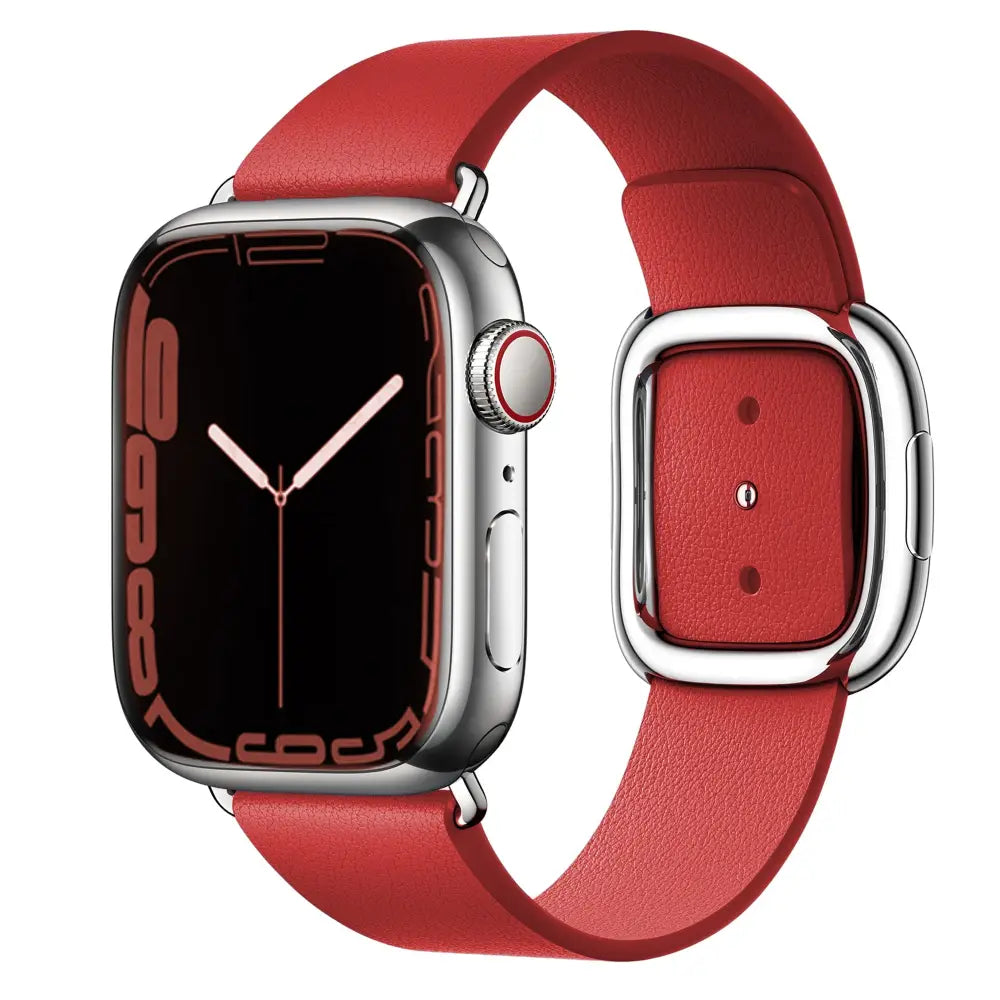 Apple Watch Armband - Echtleder-Armband mit Edelstahl-Schnalle - Ruby Red / 38-40-41 mm