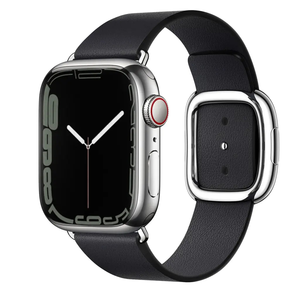 Apple Watch Armband - Echtleder-Armband mit Edelstahl-Schnalle - Schwarz / 38-40-41 mm