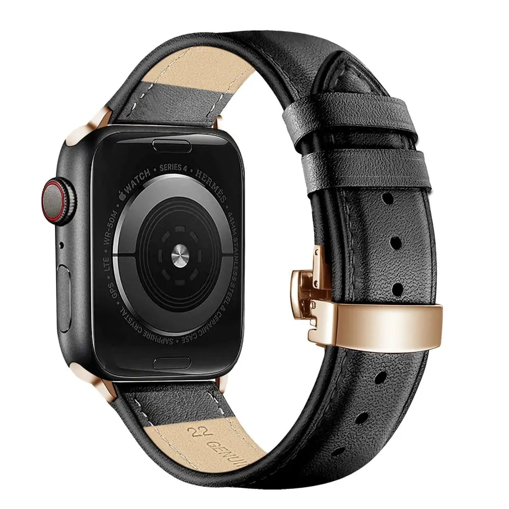 Apple Watch Armband - Echtleder Armband - Schwarz & Rosegold / 38-40-41 mm