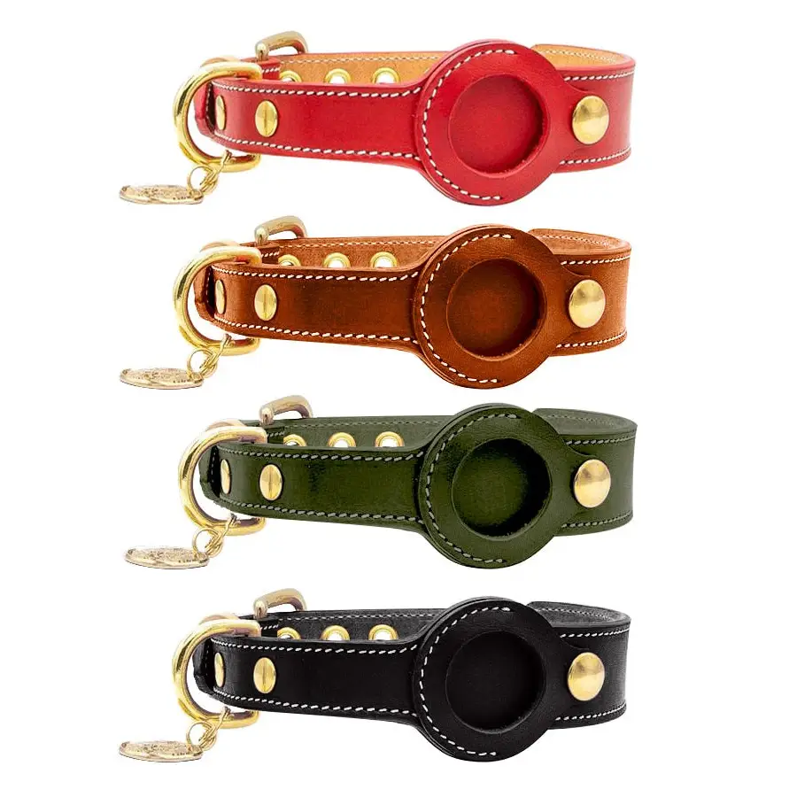 AirTag Schutzhülle - Echtleder Halsband mit AirTag-Etui – für Hund & Katze