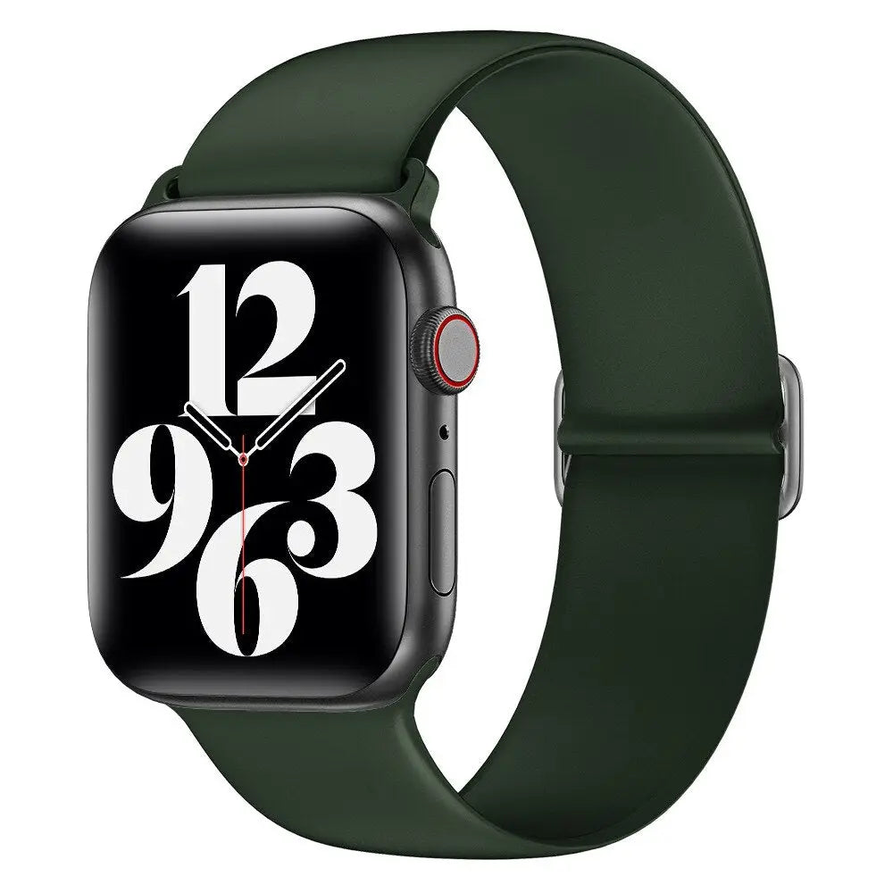 Apple Watch Armband - Elastisches Silikon Armband (anpassbar extra-dünn) - Militärgrün / 38-40-41 mm