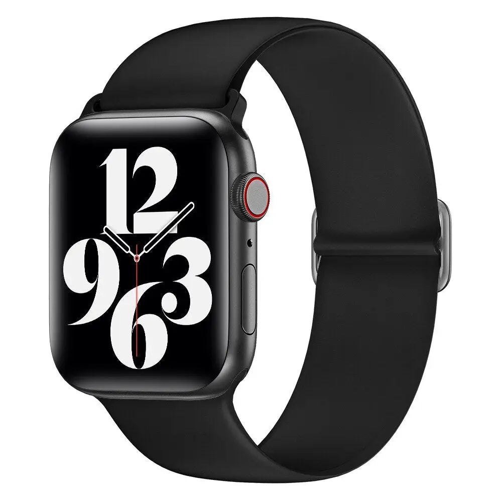 Apple Watch Armband - Elastisches Silikon Armband (anpassbar extra-dünn) - Schwarz / 38-40-41 mm