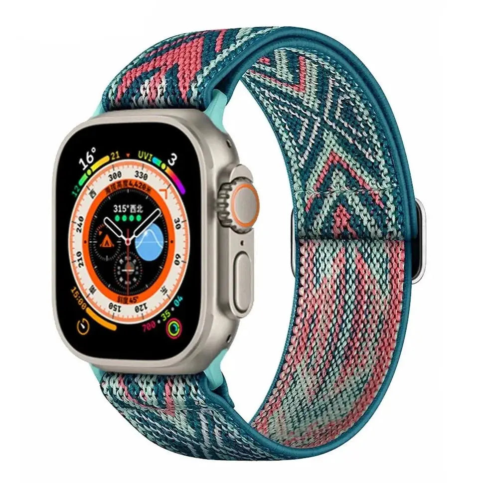 Apple Watch Armband - Elastisches Textil-Armband • Bohemia - Grün / 38-40-41 mm