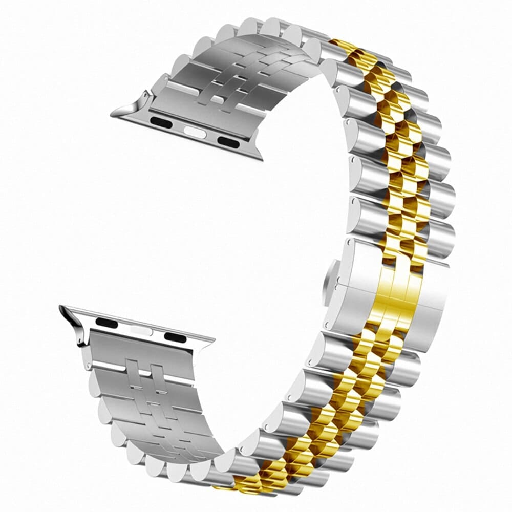 Gliederarmband aus Edelstahl - Silber & Gold / 38-40-41 mm - Apple Watch Armband