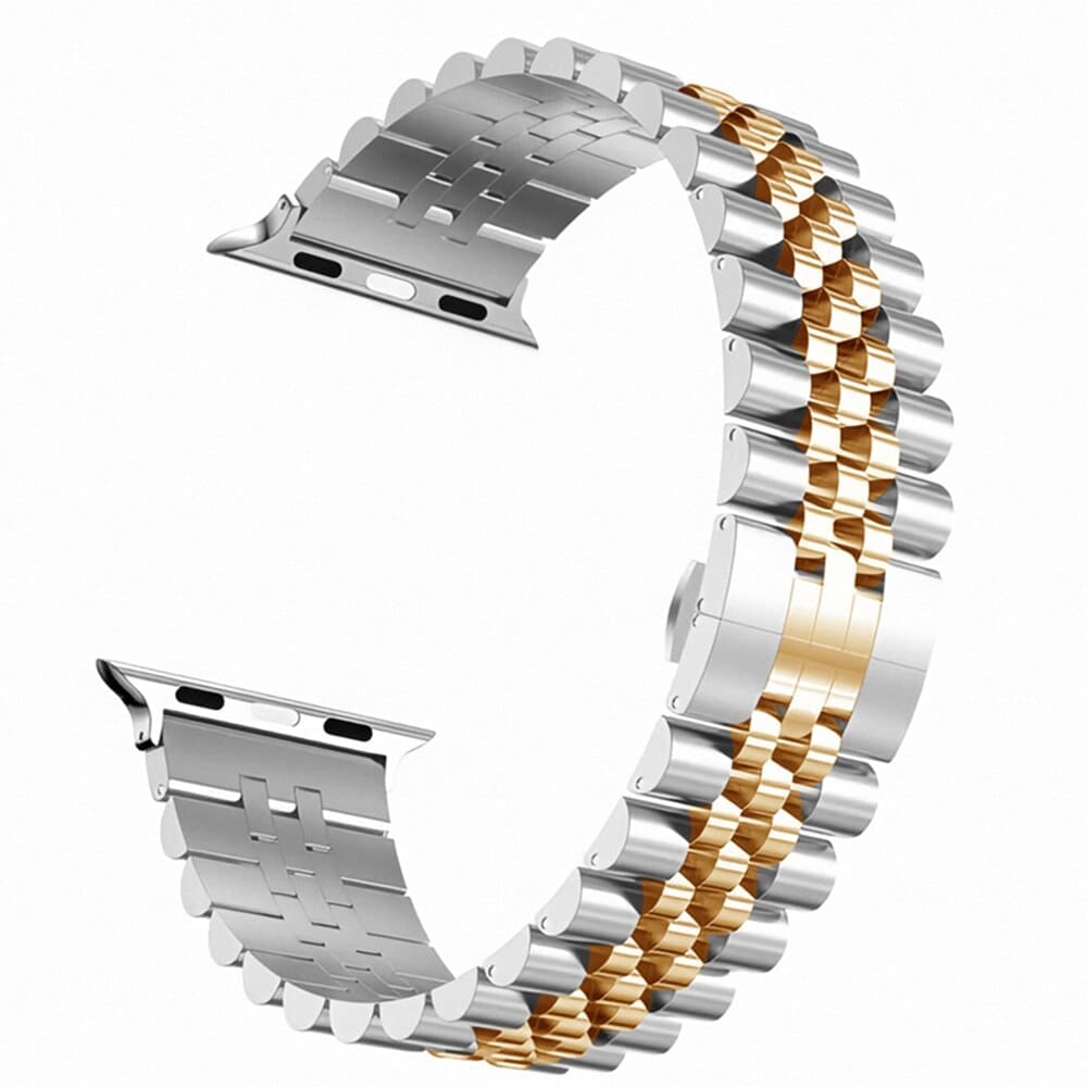 Gliederarmband aus Edelstahl - Silber & Rosegold / 38-40-41 mm - Apple Watch Armband