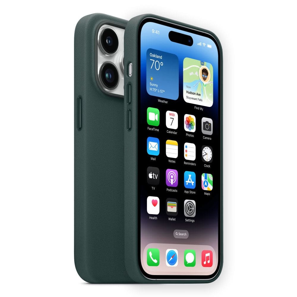 iPhone 14 Silikon-Schutzhülle mit Leder Textur - Forest Green / iPhone 14 - iPhone Schutzhülle