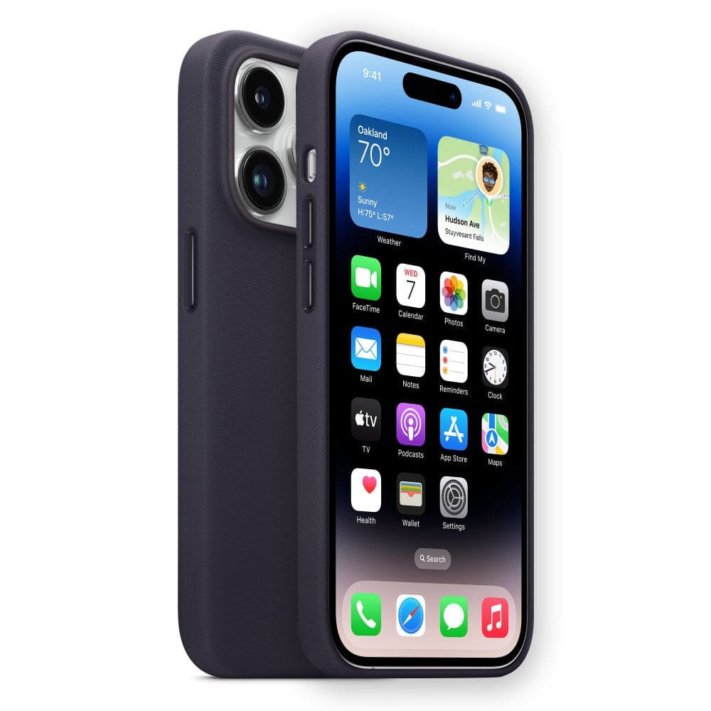 iPhone 14 Silikon-Schutzhülle mit Leder Textur - Ink Blue / iPhone 14 - iPhone Schutzhülle