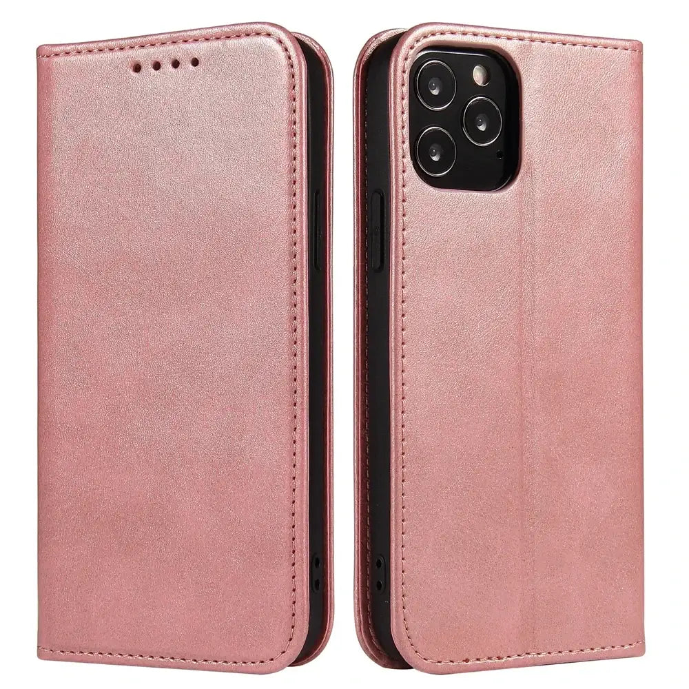 iPhone Schutzhülle - iPhone Flip Cover aus Kunstleder - Rosa / iPhone 15 Pro Max