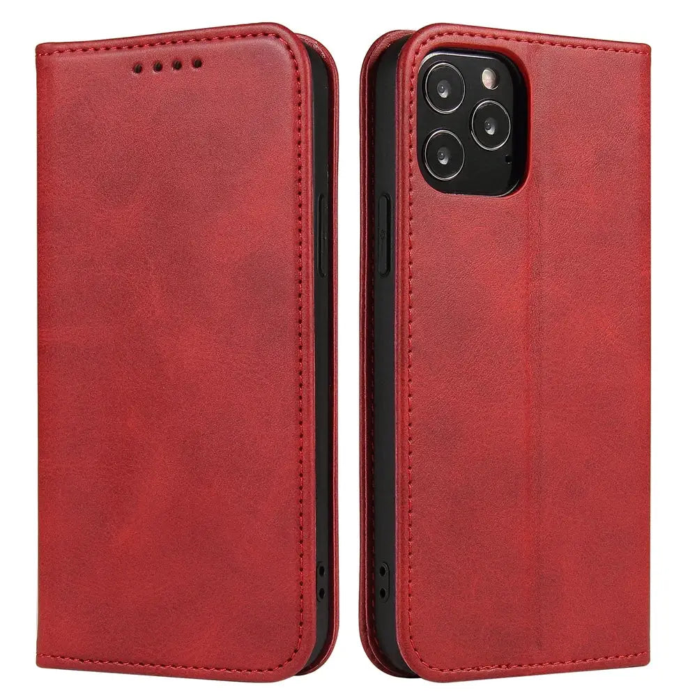 iPhone Schutzhülle - iPhone Flip Cover aus Kunstleder - Rot / iPhone 15 Pro Max