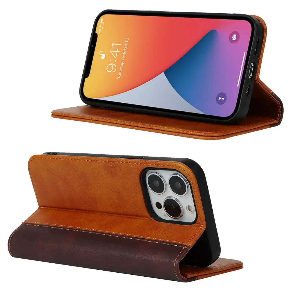 iPhone Schutzhülle - iPhone Retro Flip Cover – Echtleder-Schutzhülle