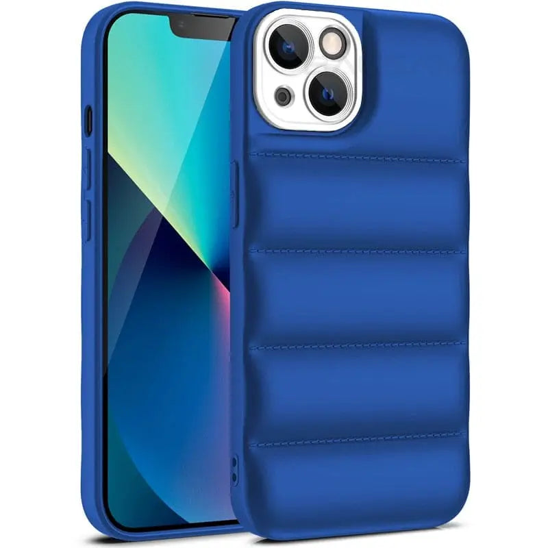 iPhone Schutzhülle - iPhone Schutzhülle in Daunen Look (Softcase) - Blau + Weiss / iPhone 13 Mini