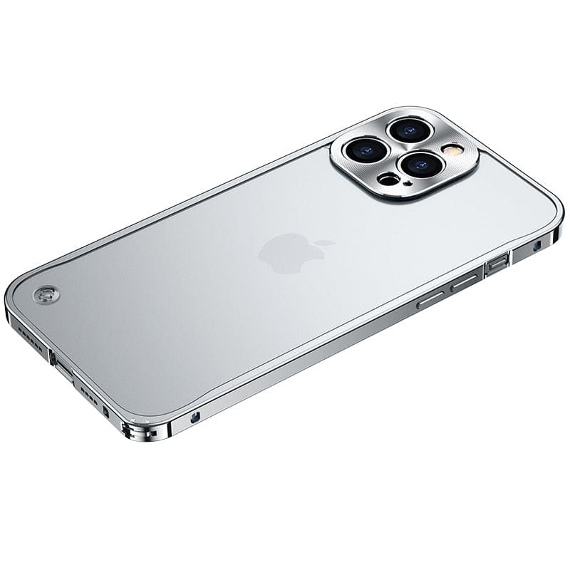 iPhone Schutzhülle mit Metallrahmen (Hardcase) - Silber / iPhone 15 - iPhone Schutzhülle