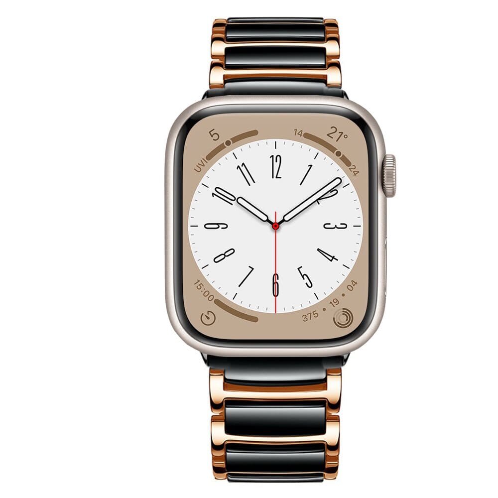 Keramik Gliederarmband für Apple Watch - Schwarz & Rosegold / 38-40-41 mm - Apple Watch Armband