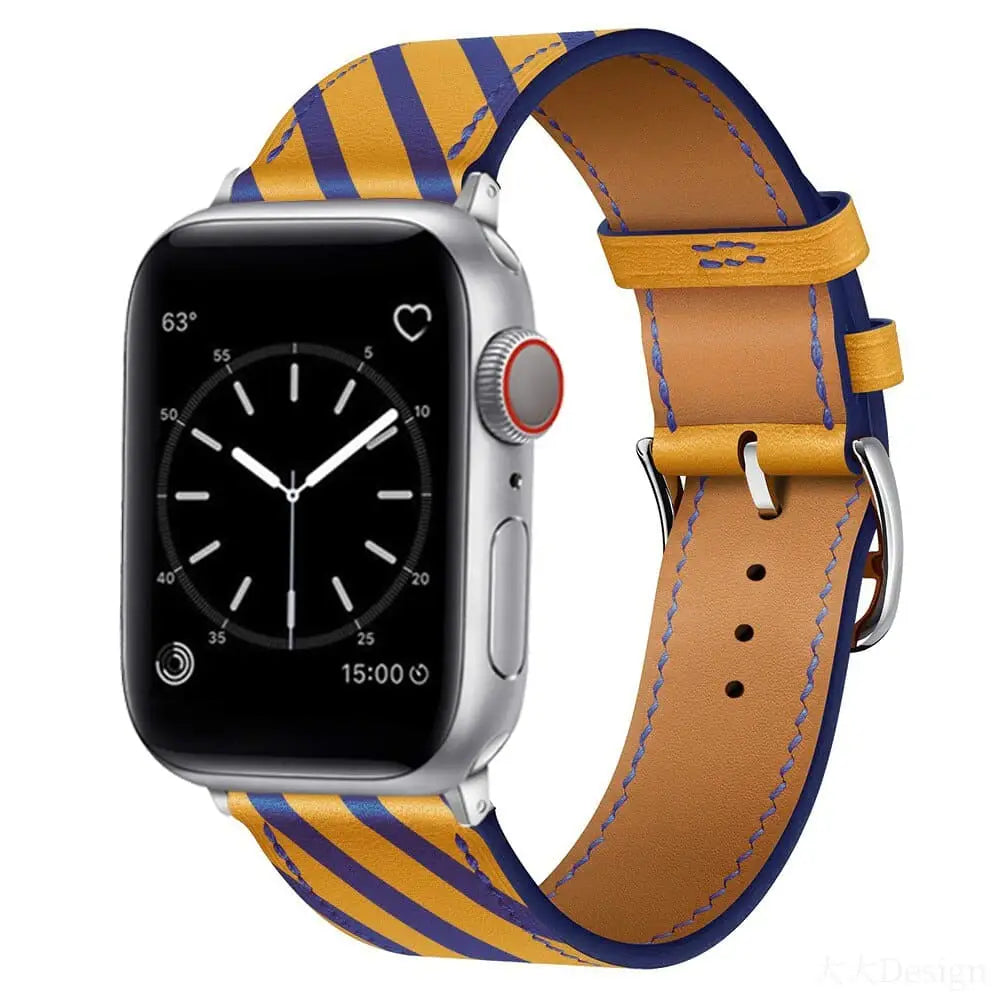 Apple Watch Armband - Kunstleder Armband • Linien-Motiv - Gelb / 38-40-41 mm