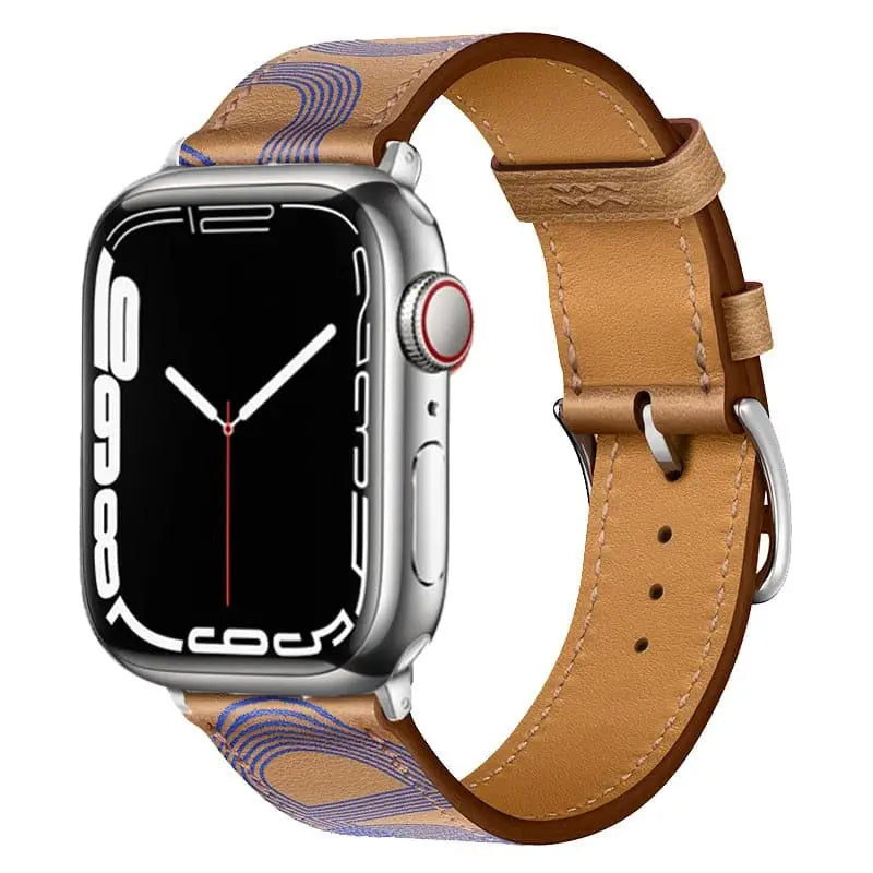 Apple Watch Armband - Kunstleder Armband mit Linien-Motiv - Braun / 38-40-41 mm