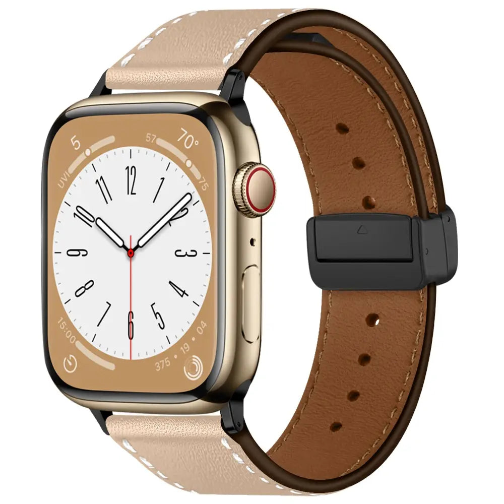 Apple Watch Armband - Kunstleder-Armband mit Magnet-Verschluss - Khaki / 38-40-41 mm