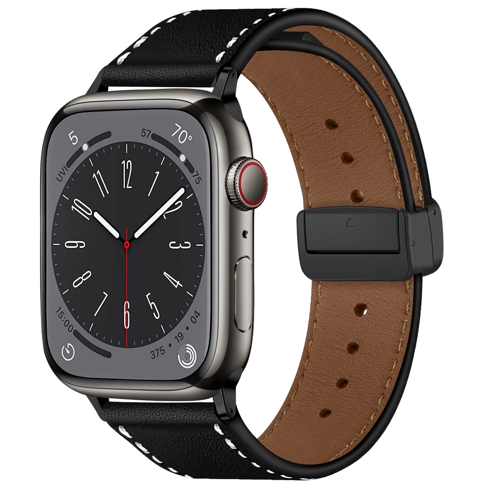 Kunstleder-Armband mit Magnet-Verschluss - Schwarz / 38-40-41 mm - Apple Watch Armband