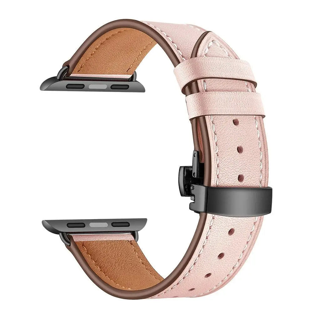 Apple Watch Armband - Kunstleder Armband mit Schnellverschluss - Rosa & Schwarz / 38-40-41 mm