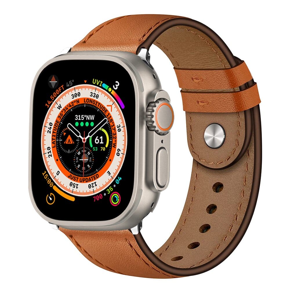 Kunstleder-Armband mit Sport-Verschluss - Braun / 38 mm - Apple Watch Armband