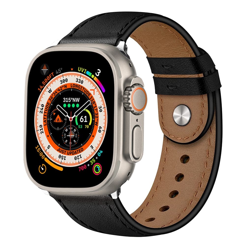 Kunstleder-Armband mit Sport-Verschluss - Schwarz / 38 mm - Apple Watch Armband