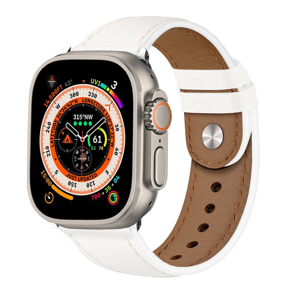 Kunstleder-Armband mit Sport-Verschluss - Weiss / 38 mm - Apple Watch Armband